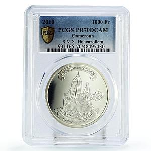 Cameroon 1000 francs Seafaring Hohenzollern Ship Clipper PR70 PCGS Ag coin 2010