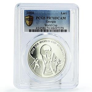 Georgia 1 lari Football World Cup in Germany Trophey PR70 PCGS silver coin 2004