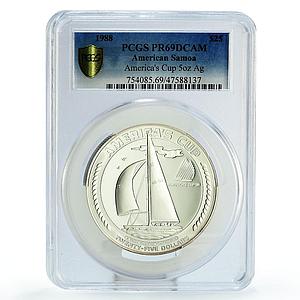 Samoa 25 $ America's Cup Yachting Sailboat Ship KM-3 PR69 PCGS silver coin 1988