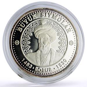 Uzbekistan 100 som Great Ancestors Sultan Bobur proof silver coin 1999