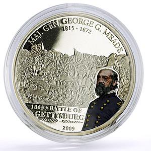 Cook Islands 5 $ Great Commanders George Meade Gettysburg Battle Ag coin 2009