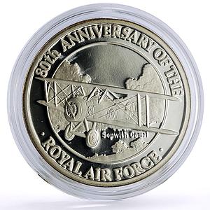 Turks and Caicos Isl. 20 crowns Royal Air Force Sopwith Camel Plane Ag coin 1998