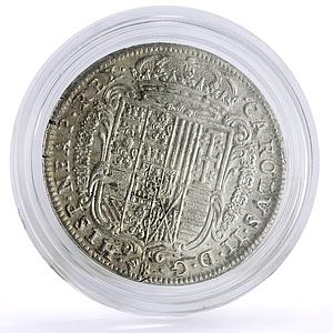 Italy Kingdom Naples Sicily 1 tari Carlo III Coinage KM-104 silver coin 1684