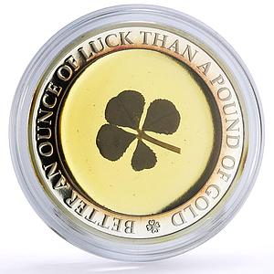 Palau 5 dollars Lucky Ounce Good Luck Clover Leaf colored proof silver coin 2006