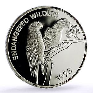 Jamaica 25 dollars Conservation Wildlife Parrot Bird Fauna silver coin 1995