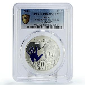France 10 euro Painter Yves Klein Blue Hand Art PR67 PCGS silver coin 2012
