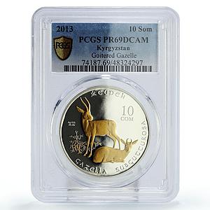 Kyrgyzstan 10 som Conservation Red Book Goitered Gazelle PR69 PCGS Ag coin 2013
