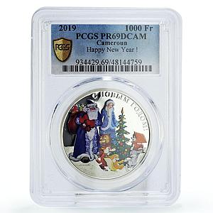 Cameroon 1000 francs Happy New Year Santa Claus Gifts PR69 PCGS silver coin 2019