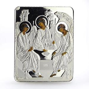 Cook Islands 5 dollars Orthodox Shrines Icons Holy Trinity Art silver coin 2010