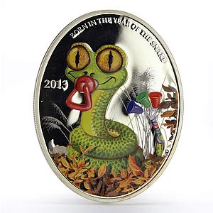 Niue 1 dollar Lunar Calendar Year of the Snake Baby colored silver coin 2013