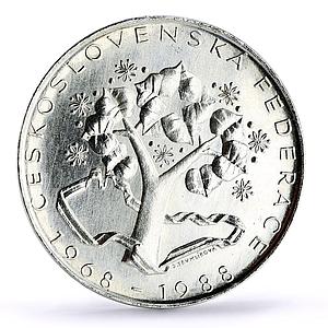 Czechoslovakia 500 korun National Federation 20th Anniversary silver coin 1988