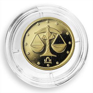 Ukraine 2 hryvnas Signs of the Zodiac Libra gold coin 2008
