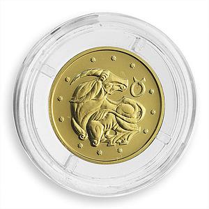 Ukraine 2 hryvnas Signs of the Zodiac Taurus gold coin 2006