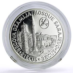 Bosnia and Herzegovina 21 + 3 ecus Sarajevo Mosque KM-86 proof silver coin 1993