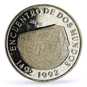 Colombia 10000 pesos Two Worlds Encounter Santa Fe Bogota Mint silver coin 1991