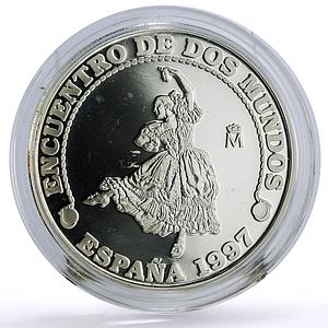Spain 2000 pesetas Ibero-American Dances Customs Flamenco proof silver coin 1997