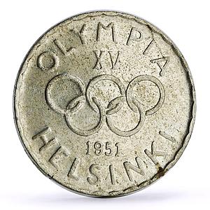 Finland 500 markaa Helsinki Winter Olympic Games Olympics KM-35 silver coin 1951