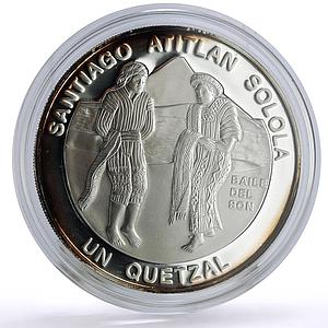 Guatemala 1 quetzal Ibero-American Dances Customs Baile del Son silver coin 1997
