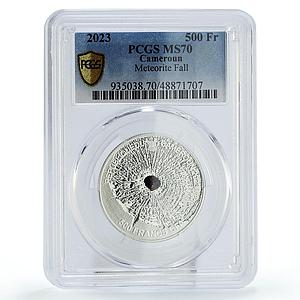 Cameroon 500 francs Solar System Meteorite Falling MS70 PCGS silver coin 2023