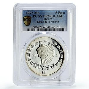 Mexico 5 pesos Precolombina Disco Muerte Death Disc PR69 PCGS silver coin 1997