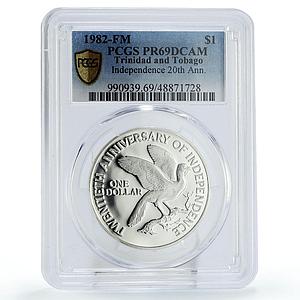 Trinidad and Tobago 1 dollar Independence Bird KM-34a PR69 PCGS silver coin 1981