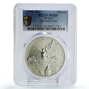 Mexico 1 onza Libertad Angel of Independence MS68 PCGS silver coin 1998