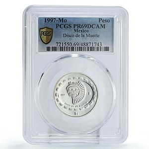 Mexico 1 peso Precolombina Disco Muerte Death Disc PR69 PCGS silver coin 1997