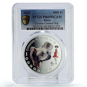 Benin 1000 francs Home Pets Chinese Crested Dog PR69 PCGS silver coin 2012