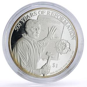 Nauru 1 dollar Reformation Martin Luther 95 Theses silver coin 2017