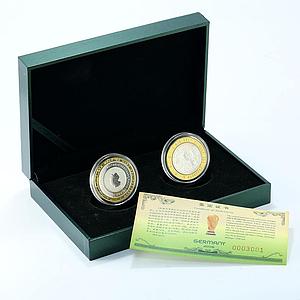 Germany set 2 coins I love FIFA World Cup football silver 2006