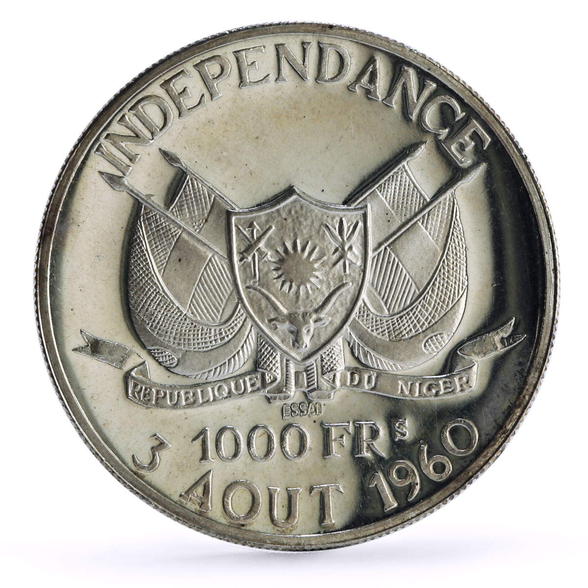 Niger 1000 francs President Hamani Independence TRIAL ESSAI silver coin 1960