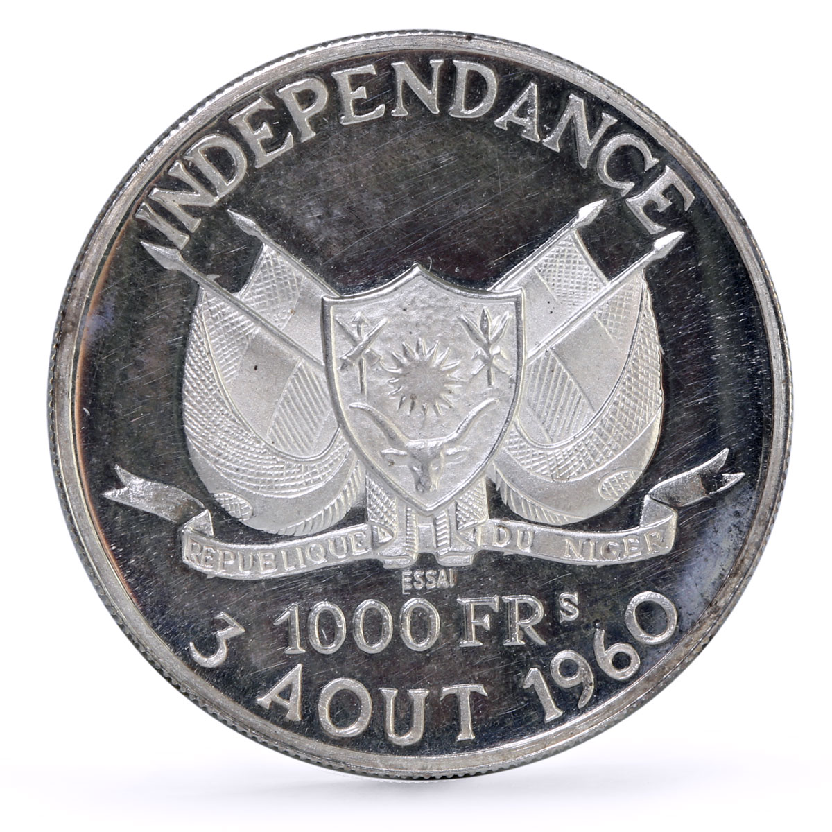 Niger 1000 francs President Hamani Independence TRIAL ESSAI silver coin 1960