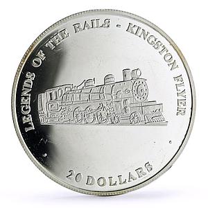 Liberia 20 dollars Railways Railroads Trains Kingston proof silver coin 2003