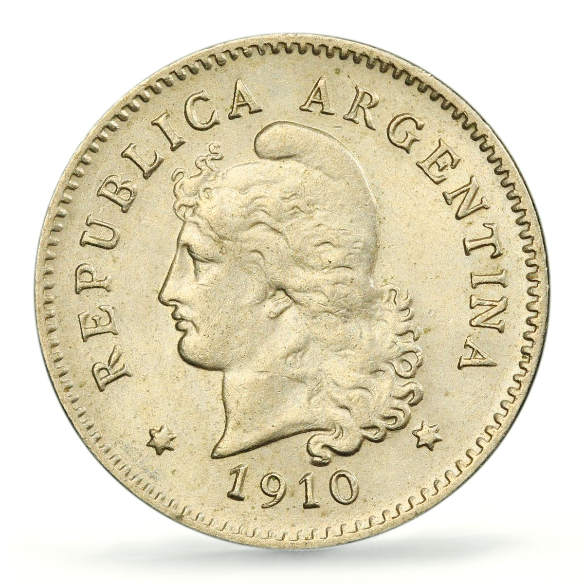 Argentina 10 centavos Regular Coinage Libertad Liberty MS63 PCGS CuNi coin 1910 Argentina 10 centavos Regular Coinage Libertad Liberty MS63 PCGS CuNi coin 1910