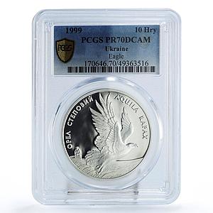 Ukraine 10 hryvnias Conservation Eagle Bird Fauna PR70 PCGS silver coin 1999