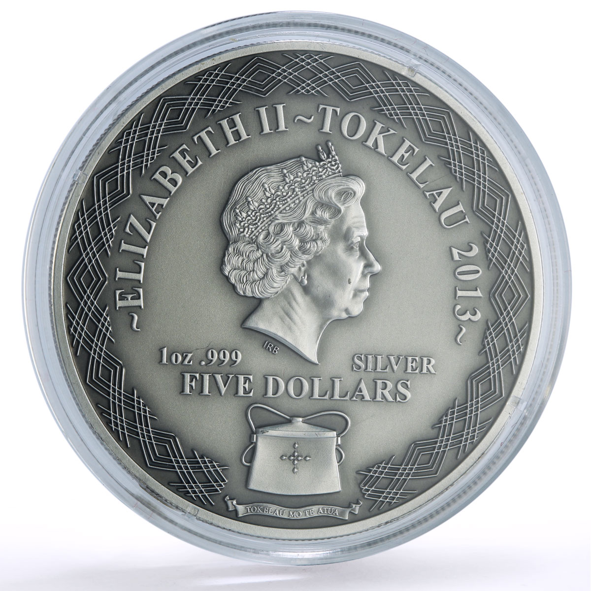 Tokelau 5 dollars Pacific Ounce Wildlife Crocodile Fauna silver coin 2013