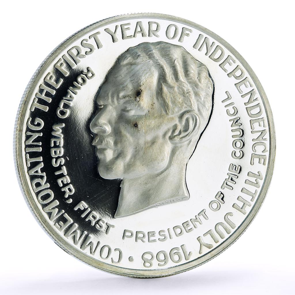 Anguilla 25 dollars Independence President Ronald Webster proof silver coin 1968 Anguilla 25 dollars Independence President Ronald Webster proof silver coin 1968