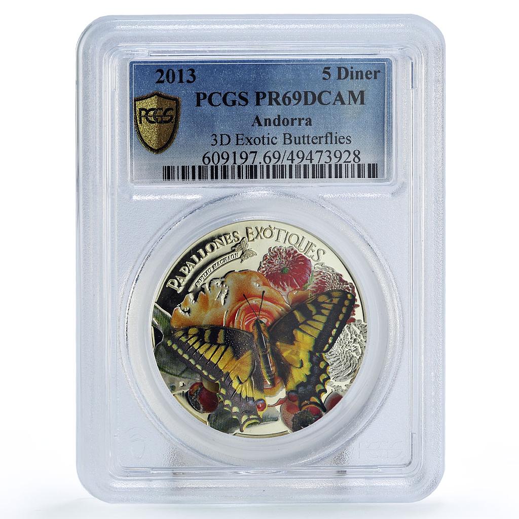 Andorra 5 diners Wildlife Exotic Butterflies Fauna 3D PR69 PCGS silver coin 2013 Andorra 5 diners Wildlife Exotic Butterflies Fauna 3D PR69 PCGS silver coin 2013