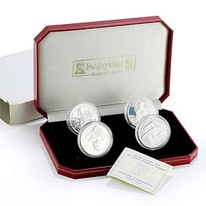 Sandwich Islands 2 pounds x 4 Set Albatross Penguin Seal Whale silver coins 2006
