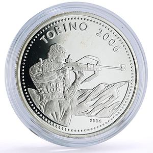 Mongolia 500 togrog Turin Torino Olympic Games Biathlon proof silver coin 2004