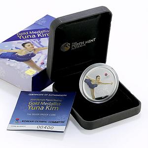 Tuvalu 1 dollar Vancouver Olympic Games Figure Skating Yuna Kim silver coin 2010
