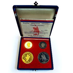 Czechoslovakia Set Prague Ducats Dubcek Jan Hus proof gold silver medals 1968
