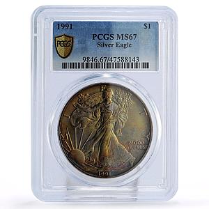 United States 1 dollar Silver Eagle Walking Liberty MS67 PCGS silver coin 1991
