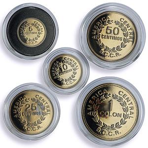 Costa Rica 1 colon 50 25 10 5 centimos Set BCCR PROOF Coinage CuNi coins 1976