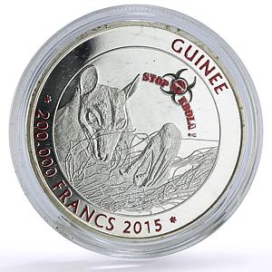 Guinea 200000 francs Stop Ebola Epidemic Rat Mouse silver-plated CuNi coin 2015
