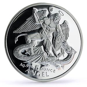 Isle of Man 5 angel Archangel Michael Dragon Slaying 5 oz proof silver coin 1995