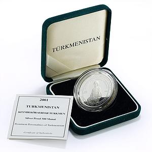 Turkmenistan 500 manat Personalities Keymir Serdar Turkmen silver coin 2001