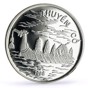Vietnam 100 dong Seafaring Dragon Boat Ship Large proof silver coin 1988