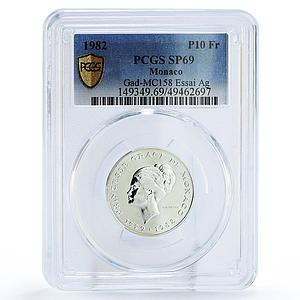 Monaco 10 francs Princess Grace Kelly TRIAL ESSAI SP69 PCGS silver coin 1982