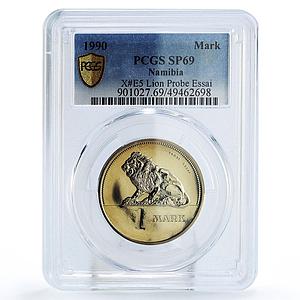 Namibia 1 mark Independence Lion TRIAL ESSAI X#E5 SP69 PCGS CuNi coin 1990